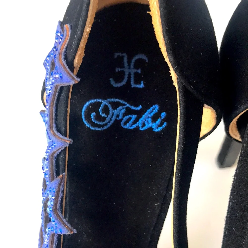 Fabi Italian black suede peep toe heels, size 37.5/6.5, unworn - Picture 12 of 15